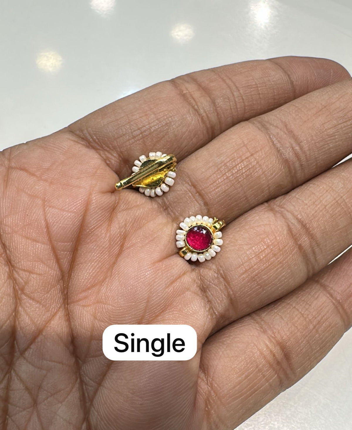 ACCESSORIES EAR RED Round Bagudi 004 - BAI004 - RE004004 JADAU Small