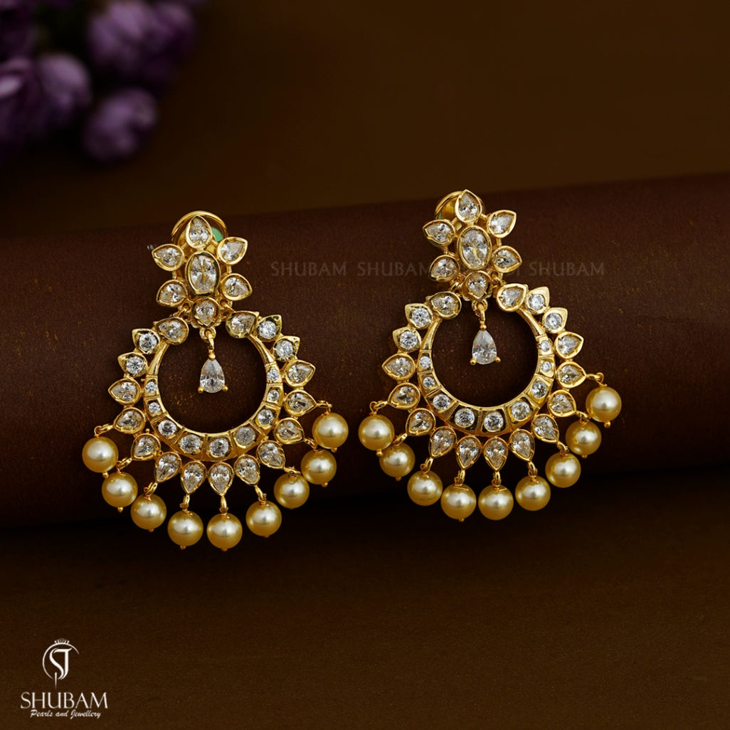 Earring Earringa 177 GOLDEN STONE WHITE