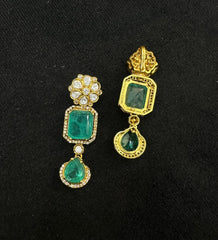 PENDANT SET / LOCKETS PS034 MOZONITE ANTIQUE LOOK- EMERALD