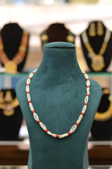 BEADS MALA AND CHAINS Rice pearl coral mala  MULTI COLOR 20-21 Inch