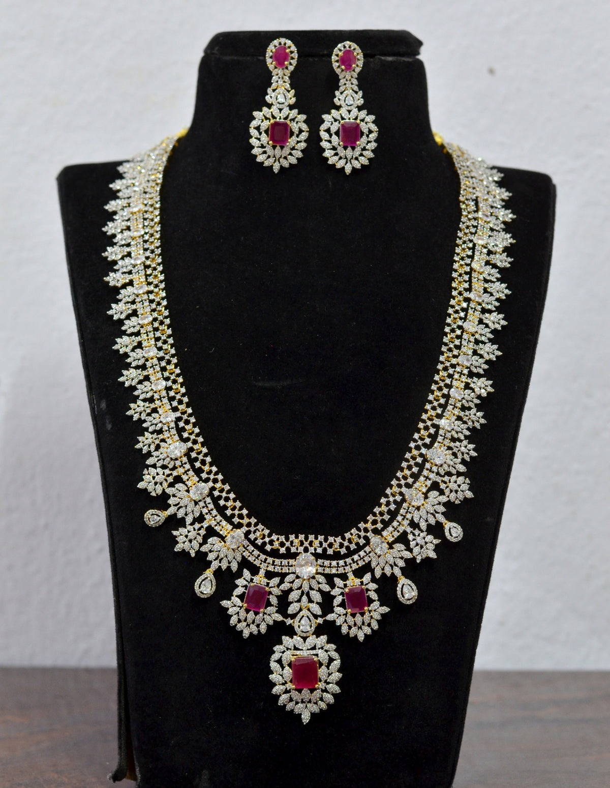 NECKLACE nk138 - nk138 LONG DIAMOND  RUBY