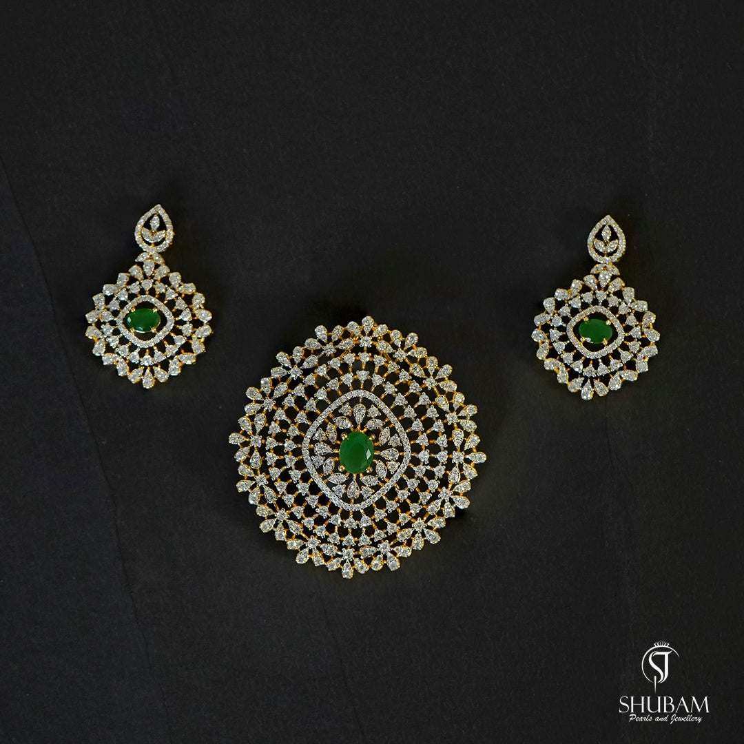 PENDANT SET CHAINS pendant set 193 DIAMOND EMERALD