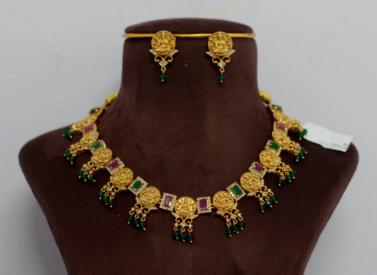 NECKLACE NK068 NAKSHI ANTQIUE MULTI COLOR