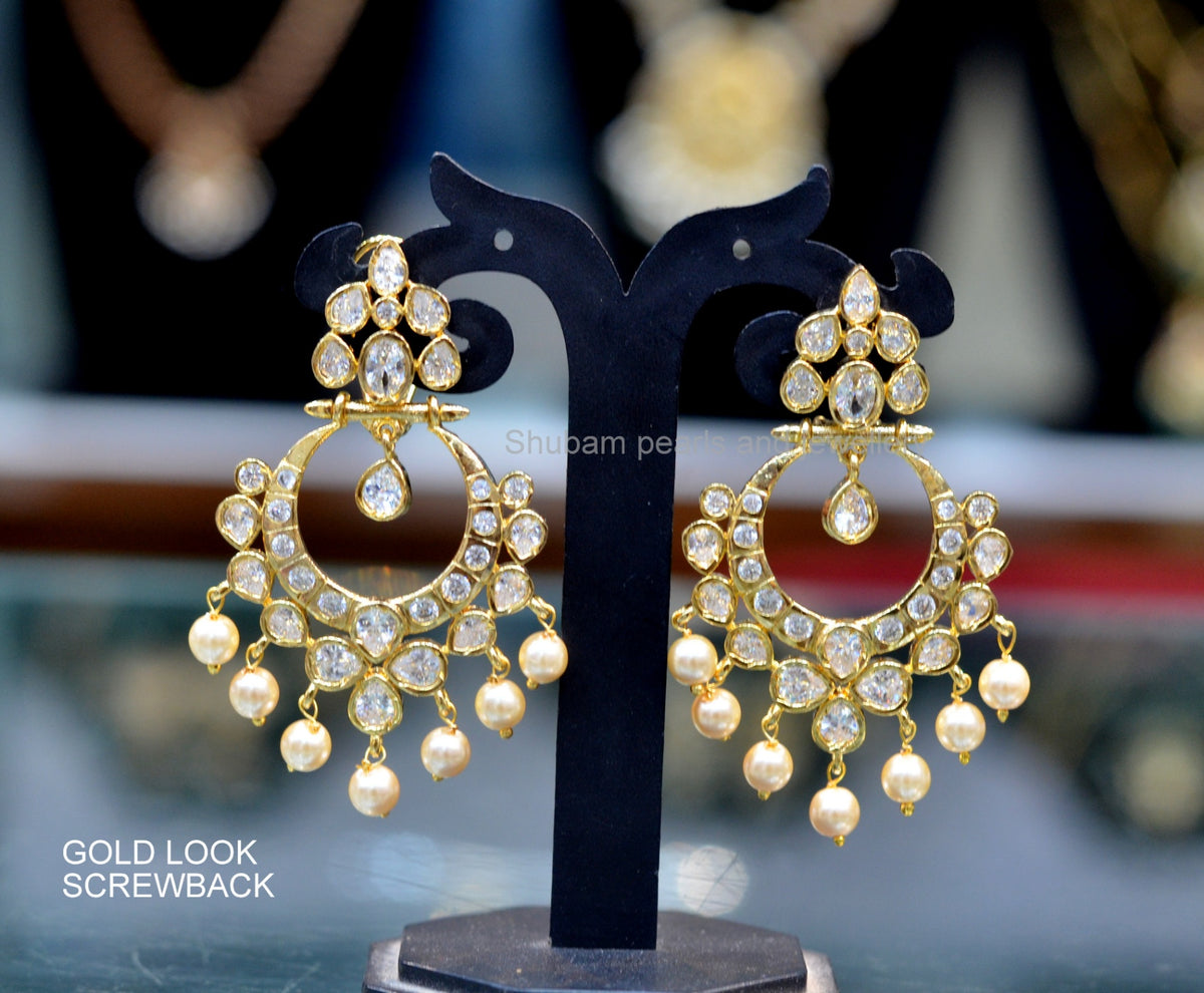 Earring Earrings 196 GOLDEN STONE WHITE
