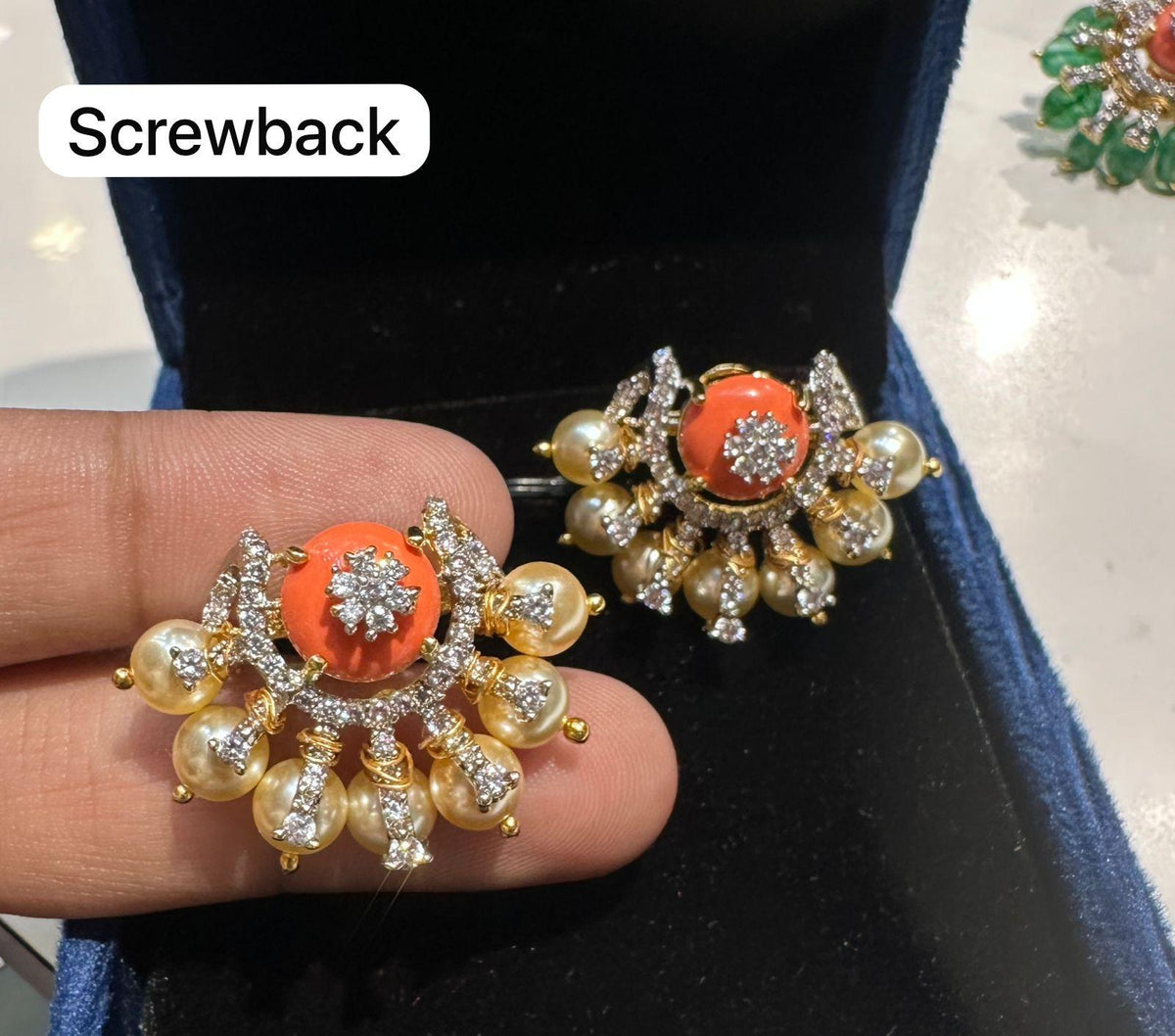 Earring Eartops 213 DIAMOND pearls