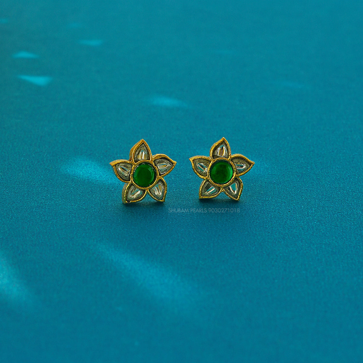JADAU Earrings 002 JADAU EMERALD AND WHITE