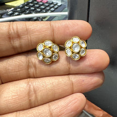 Earring Eartops 254 MOZONITE GOLDEN