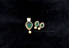 PENDANT SET / LOCKETS PENDANT 285 MOZONITE EMERALD AND PEARLS