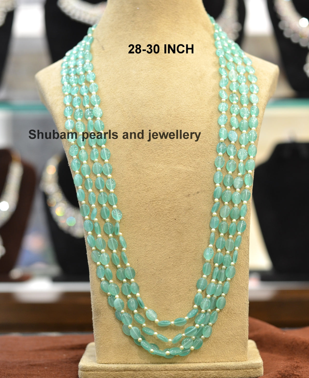 BEADS MALA AND CHAINS ONEX BEADS MALA 030 MONALISA GREEN 22-24