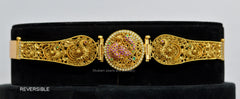 Reversible Multi-Colour Kempu Vaddanam Waist Belt — 1 Gram Gold Plated Imitation Jewellery