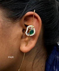ACCESSORIES EAR Earcuff 011Green  - EAF011 Kundan medium