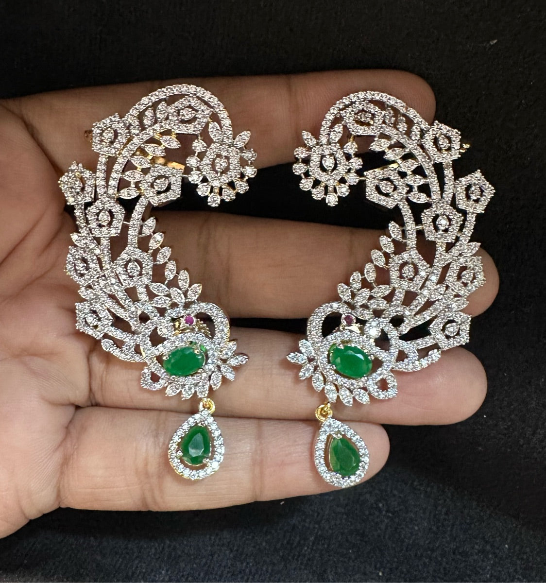 Earring Earcuff 016 DIAMOND EMERALD