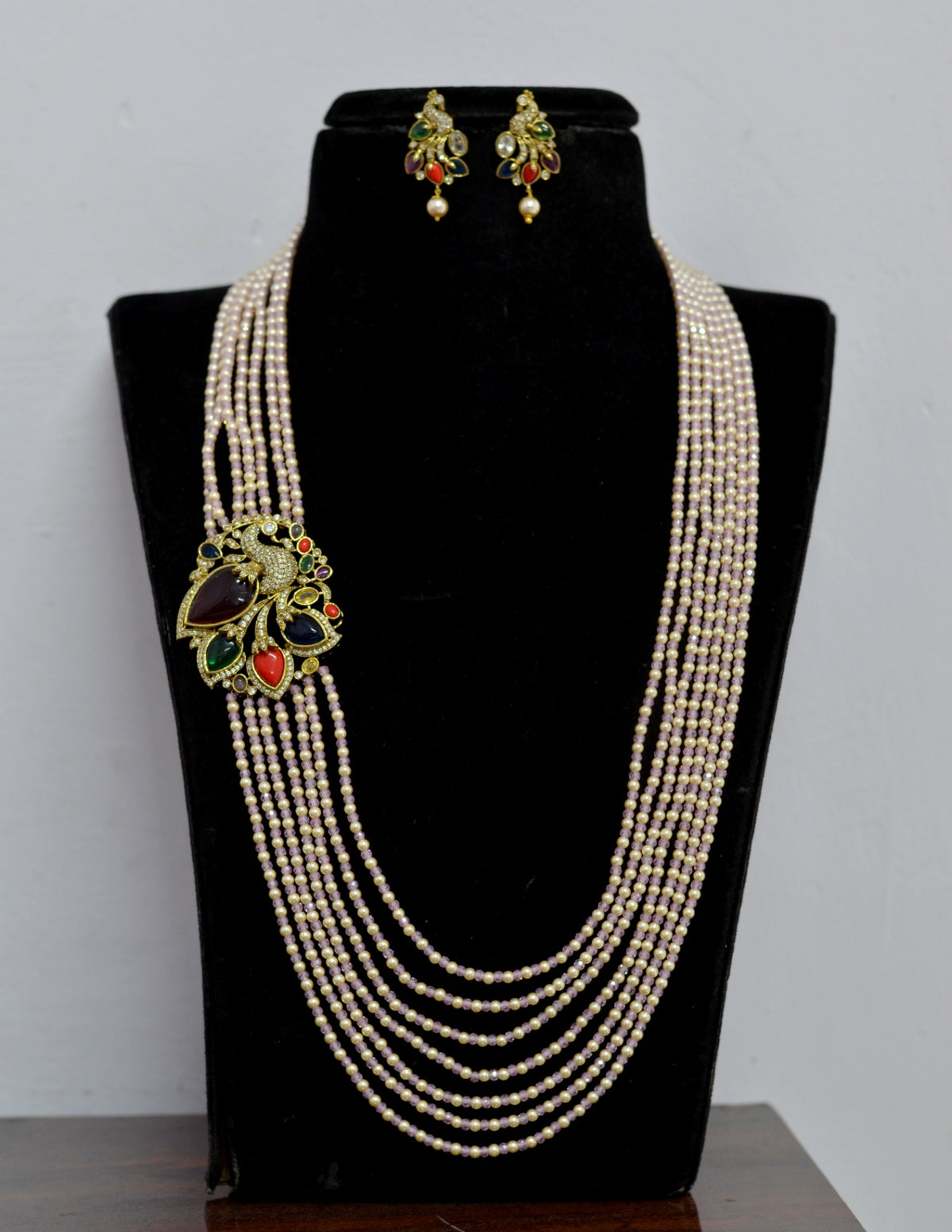 BEADS MALA AND CHAINS Beads mala 004 Green With Red 22-24