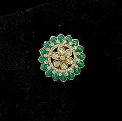 FINGERRING Fingering 53 Kundan EMERALD