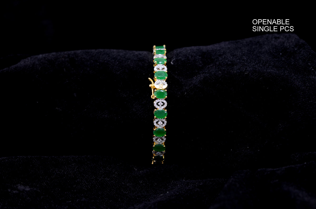 BRACELET/BANGLE Bangle 030 EMERALD AND WHITE 2'8 OPENABLE - OP24