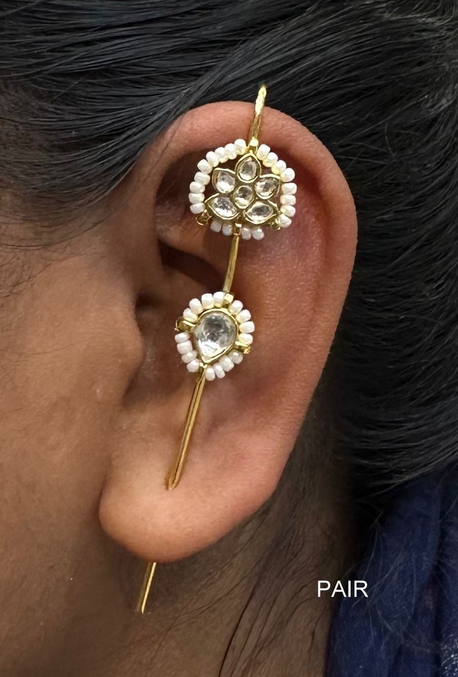 ACCESSORIES EAR Earcuff 013White  - EAF013 Kundan medium