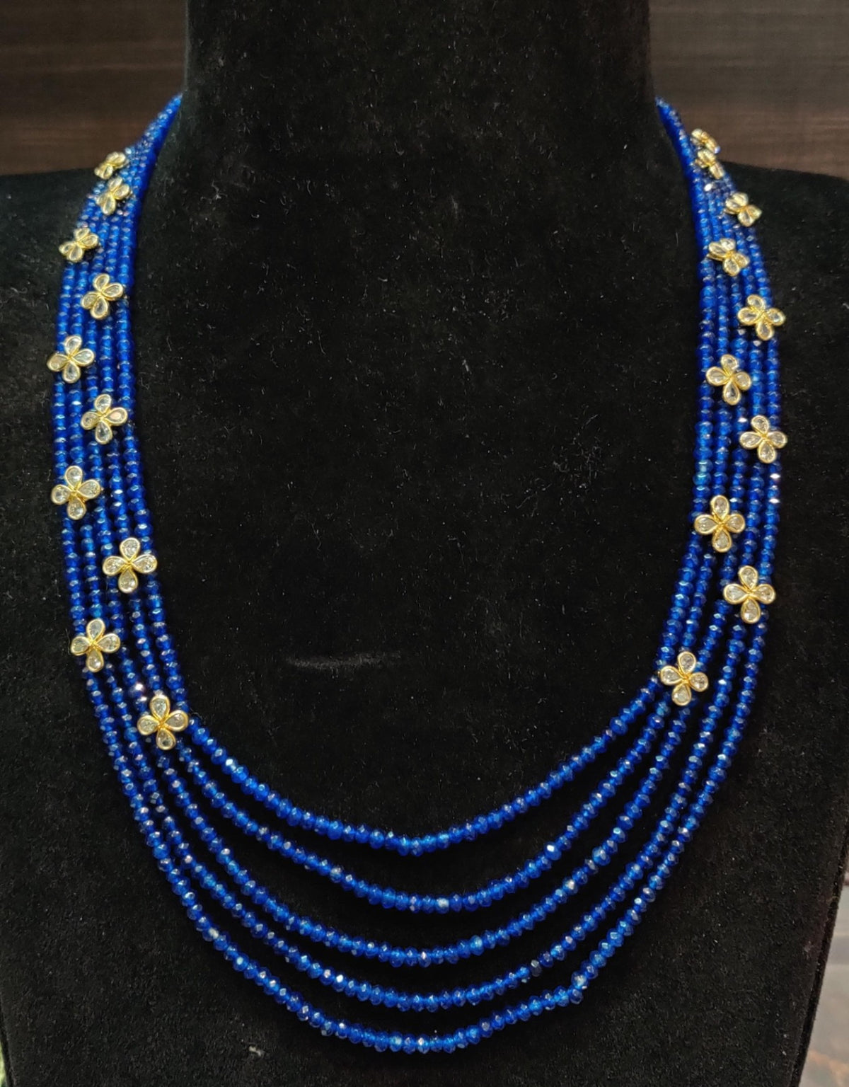 BEADS MALA AND CHAINS Onex mala side flower BLUE 18-20