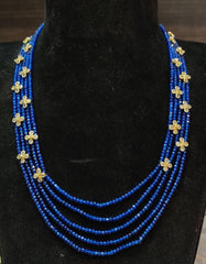 BEADS MALA AND CHAINS Onex mala side flower BLUE 18-20