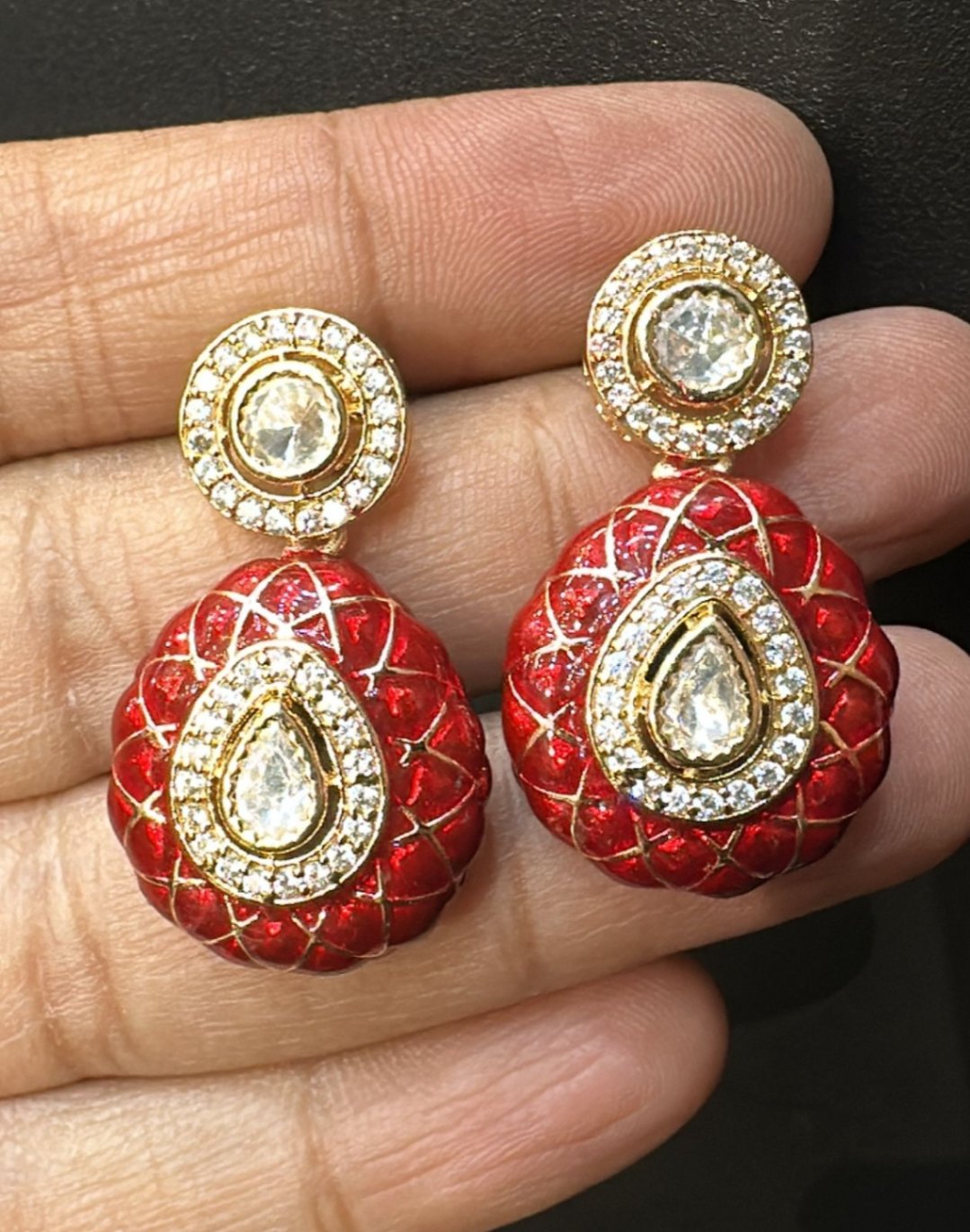 Earring Earrings 067 GOLDEN STONE RUBY