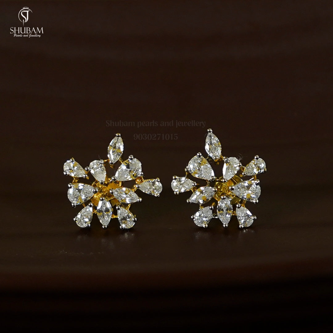 Earring eartops 115 DIAMOND DUAL PLATING DIAMOND LOOK