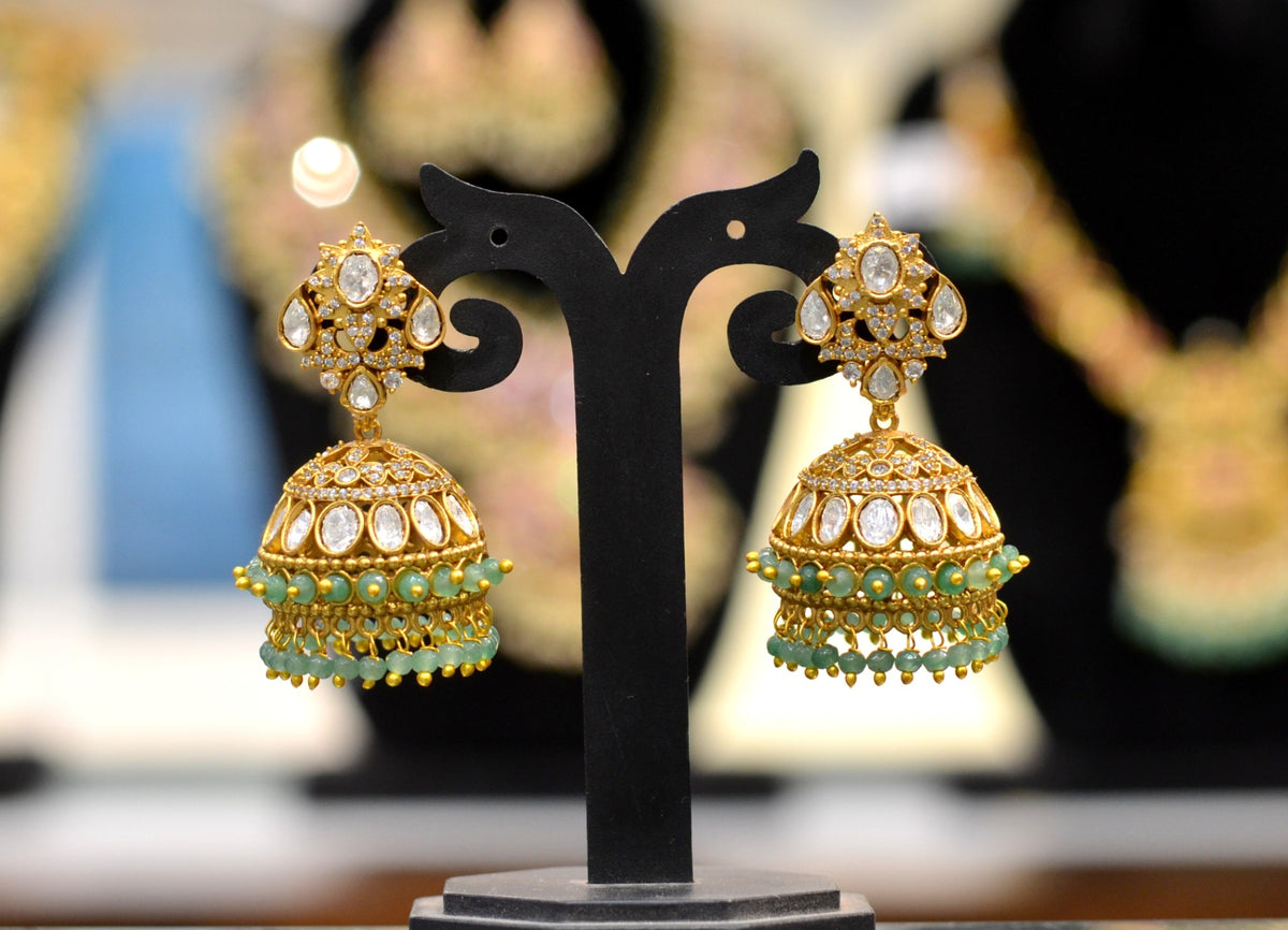 Earring Jhumka 105 MOZONITE EMERALD