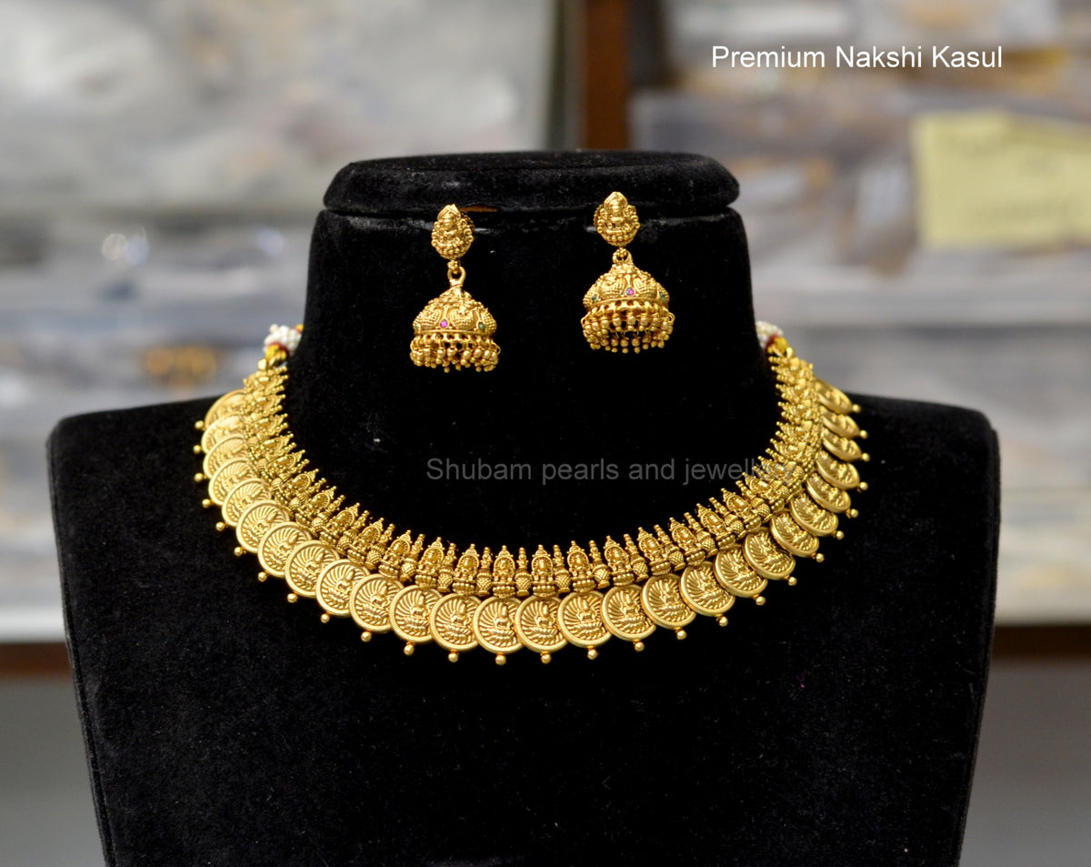 NECKLACE Kasul mala short 003 - KA003 NAKSHI ANTQIUE GOLDEN