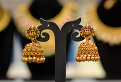 Earring Jhumka 094 NAKSHI KEMPU RUBY
