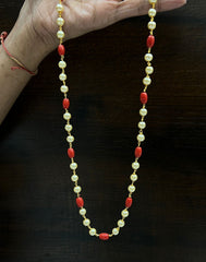BEADS MALA AND CHAINS Pearl chain 044 CORAL 18-20