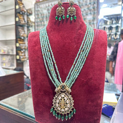 PENDANT SET CHAINS PS099 VICKTORIAN  EMERALD