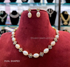 NECKLACE necklace 052 DIAMOND pearls oval
