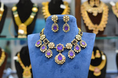 NECKLACE Necklace 747 Mozonite With Victorian Polish EMETHYST PURPLE