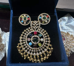 PENDANT SET CHAINS pendant set 127 GOLDEN STONE Navratna