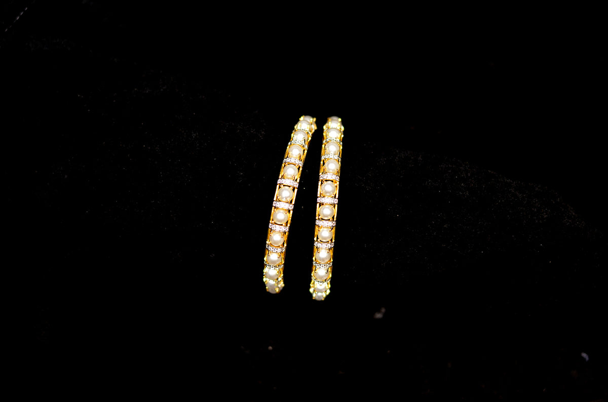 BRACELET/BANGLE Pearl bangle 001 DUAL PLATING DIAMOND LOOK 2'4