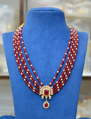 BEADS MALA AND CHAINS FLORAL ONEX BEADS WITH LOCKET - FLS RUBY 20-21 Inch