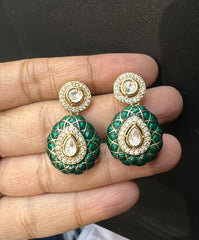 Earring Earrings 067 GOLDEN STONE EMERALD