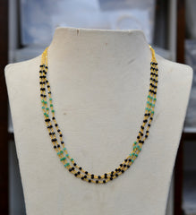 BEADS MALA AND CHAINS crystal 3 line kattu MINT GREEN 18-20