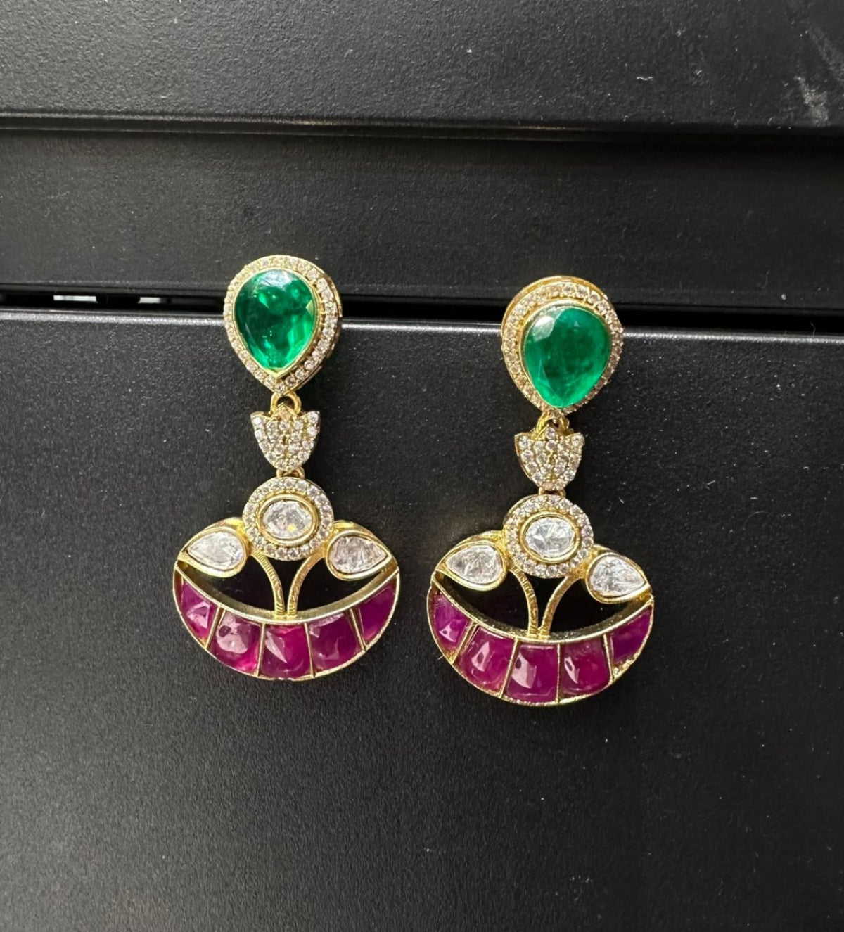 Earring Earrings 051 Mozonite With Victorian Polish MULTI COLOR