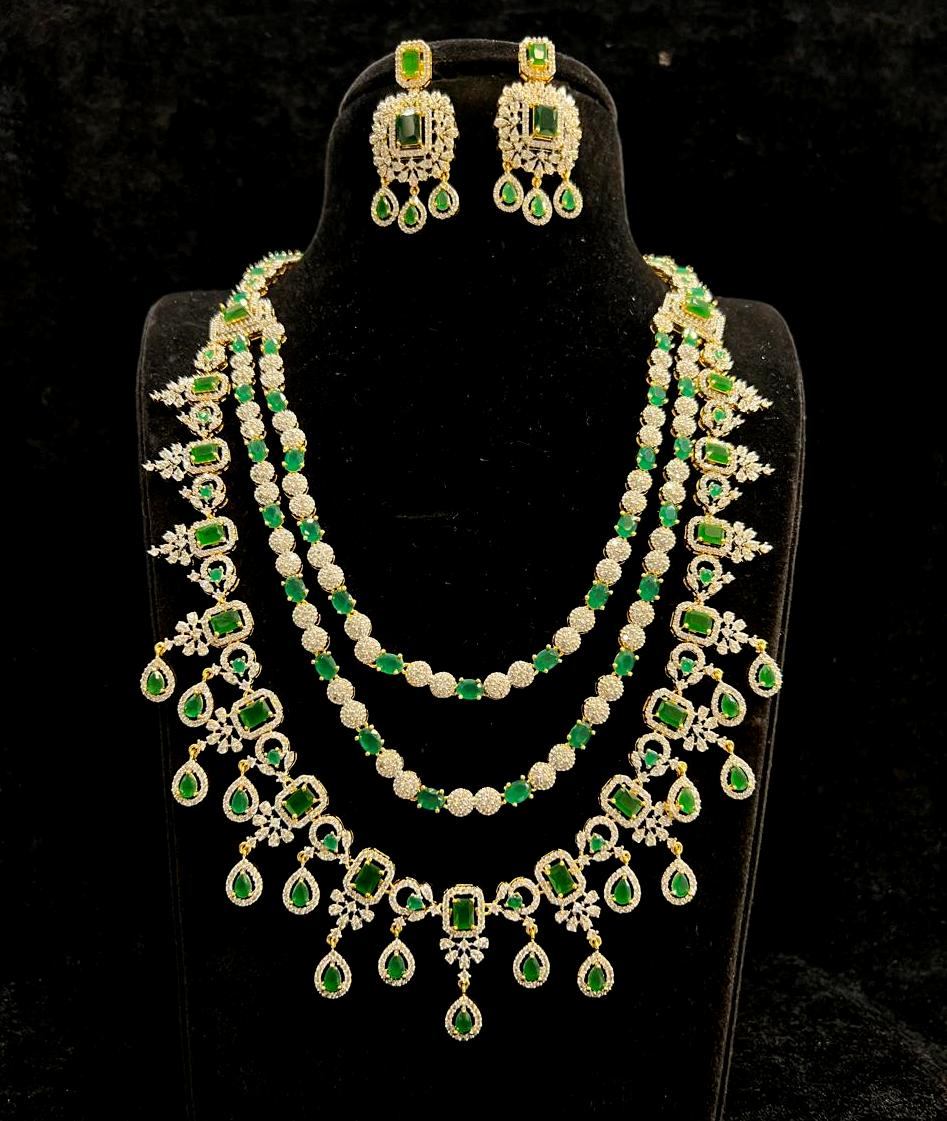 NECKLACE LAYER DIAMOND NECKLACE 449 DIAMOND  EMERALD layers