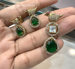 PENDANT SET CHAINS pendant set 137 VICKTORIAN  EMERALD
