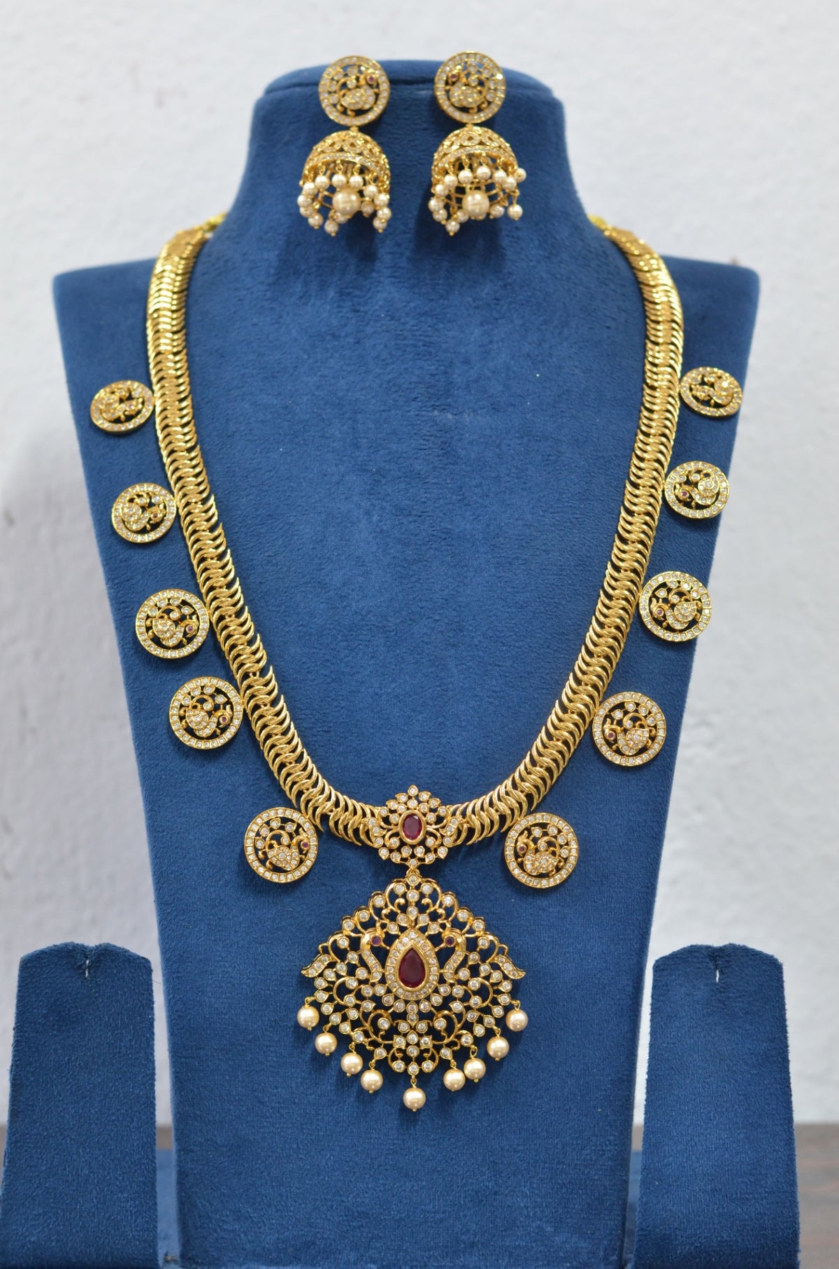 NECKLACE LONG Necklace 932 - NE932 GOLDEN STONE RUBY