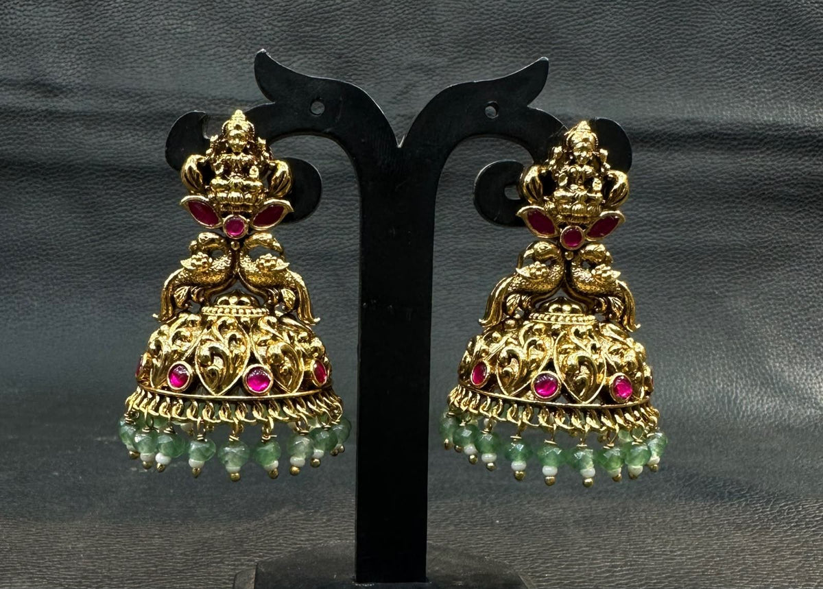 Earring Jhumka 095 NAKSHI JADAU MIX RUBY