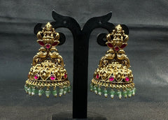 Earring Jhumka 095 NAKSHI JADAU MIX RUBY