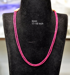 BEADS MALA AND CHAINS 2 line 3mm 18 inch rubies mala RUBY 16-18 Inch