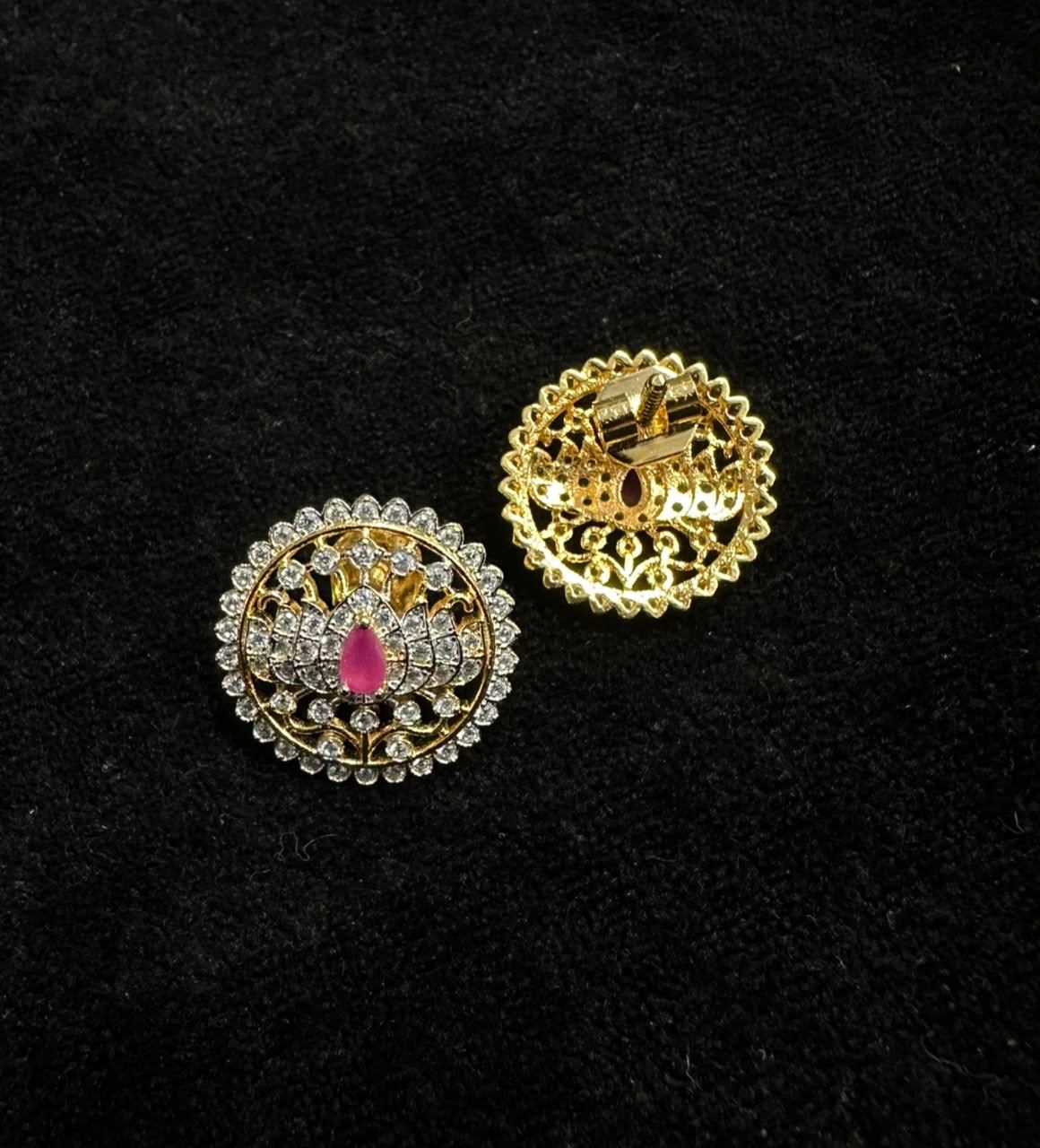 STUDS EARTOPS STUDS 043 RUBY DUAL POLISH DIAMOND LOOK