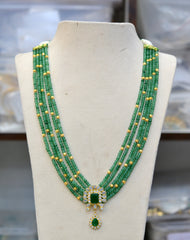 BEADS MALA AND CHAINS FLORAL ONEX BEADS WITH LOCKET - FLS EMERALD 20-21 Inch