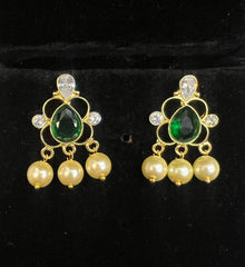 Earring Eartops 214 GOLDEN STONE EMERALD