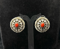 Earring Eartops 043 MOZONITE CORAL