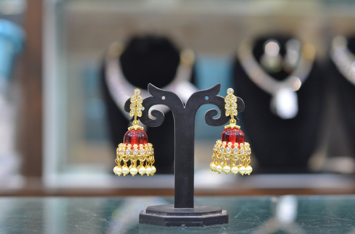 Earring New Color changeable 5 colors - CO5 GOLDEN STONE MULTI COLOR