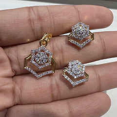 PENDANT SET CHAINS pendant set 229 DIAMOND DUAL PLATING DIAMOND LOOK