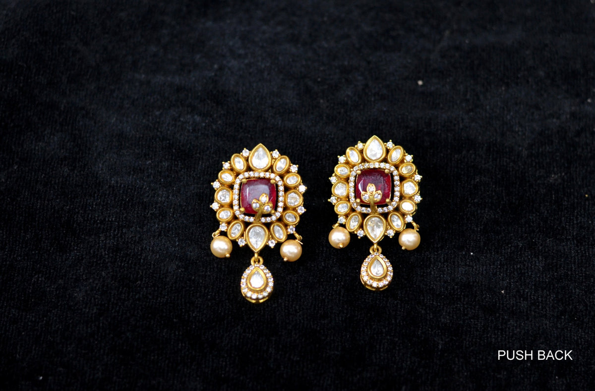 Earring Eartops 237 MOZONITE RUBY
